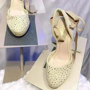I.D Required Lace Up Wedge Sandals